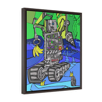 Robot Banana Driller - Framed Canvas Print